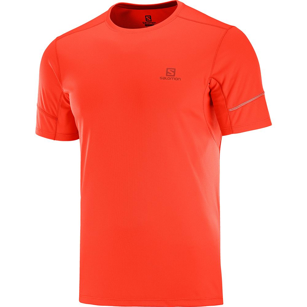 SALOMON AGILE SS M Philippines - Men's Tee Shirt - Orangered | 410865-SQL